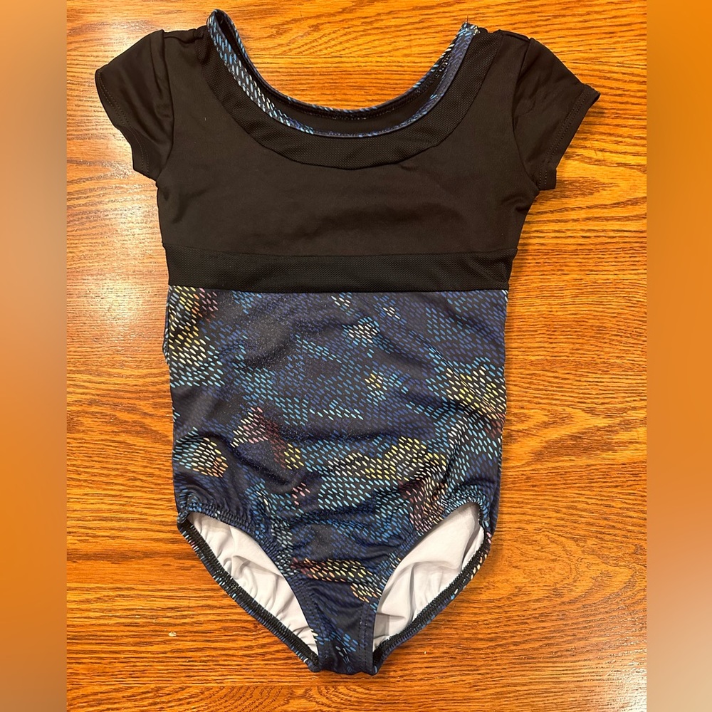 MOTIONWEAR GIRLS YOUTH DANCE LEOTARD Black Blue Size Medium Child 8-10